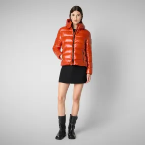 Women's Hooded Puffer Jacket Cosmary in Maple Orange