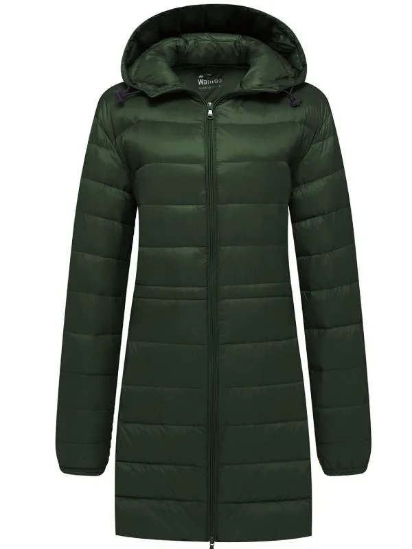 Women's Packable Puffer Coat Hooded Lightweight Long Winter Coats ThermoLite Long