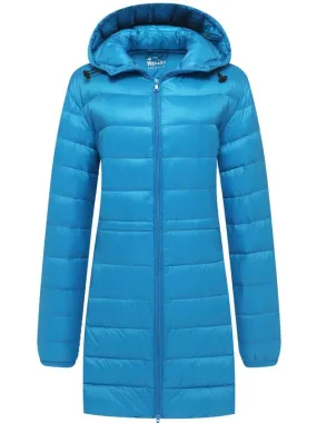 Women's Packable Puffer Coat Hooded Lightweight Long Winter Coats ThermoLite Long