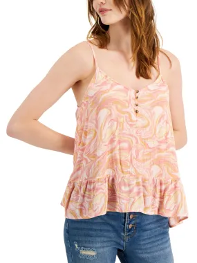 Women's Random Printed Ruffled-Hem Top,Multi